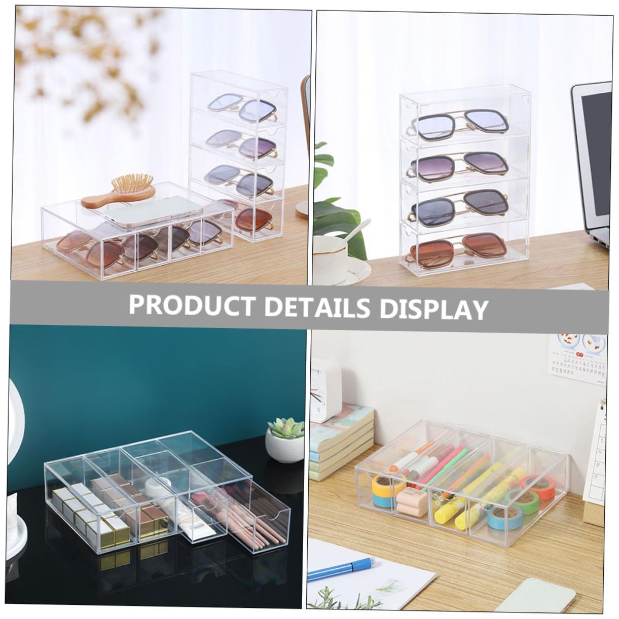 ibasenice Caja Expositora de Gafas de PS Transparente 2 Unidades, Diseño Simple para Almacenar y Exhibir Gafas en Tiendas o Escaparates