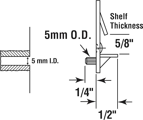 Miniatura 4 de Prime-Line U 9393 Clavija de soporte para estantes, autobloqueante, 0.197 in, 58 pulgadas, transparente (paquete de 4)