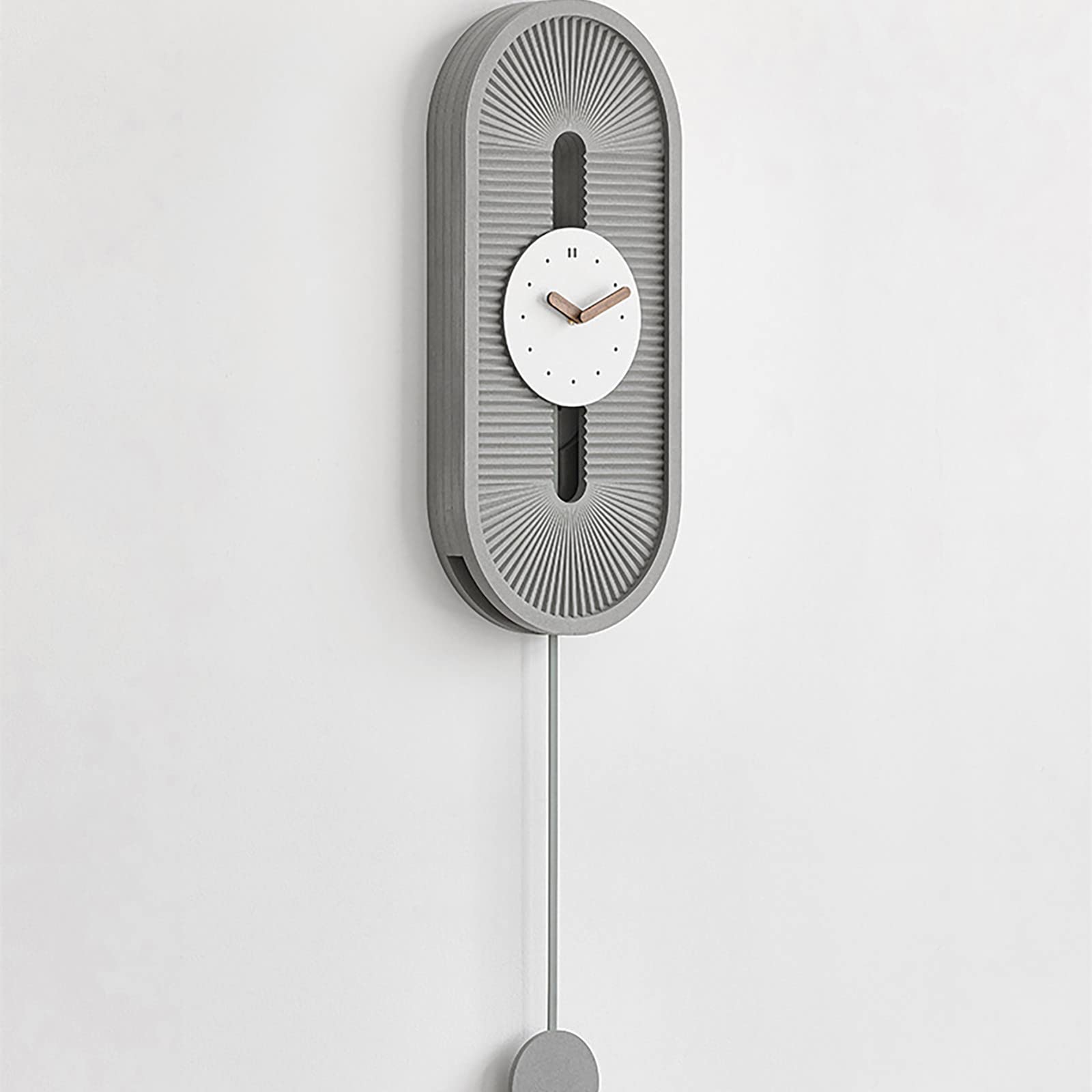 Reloj de Pared con Péndulo, Esfera Ecológica y Manecillas de Nogal Reloj de Pared, Silencioso Reloj de Decoración Moderna para Sala de Estar Dormitorio Oficina, Gris (Gris)