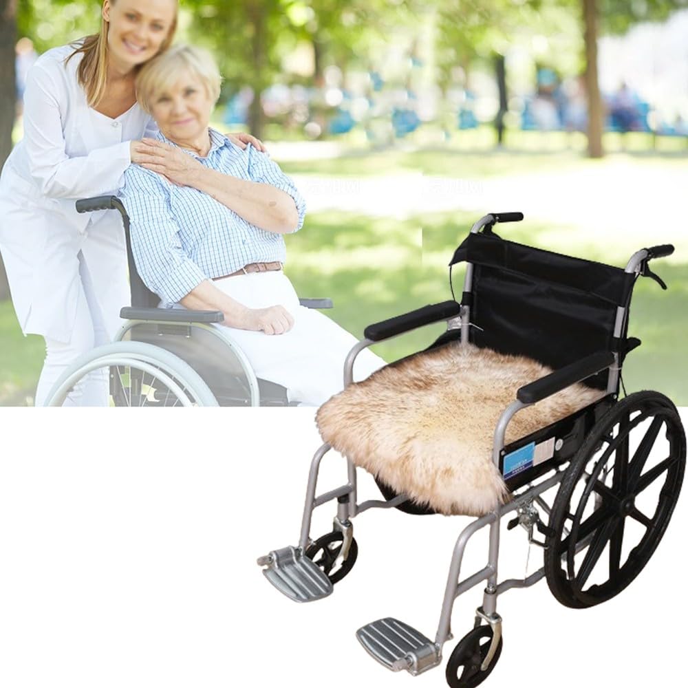 BFFDBFG Pure Wool Fleece Top Wheelchair Cushion, Fleece Wheelchair Cosy Cushion, Genuine Medical Sheepskin Seat Pad, Super Soft Wool for Wheelchairs, Cars Or Home