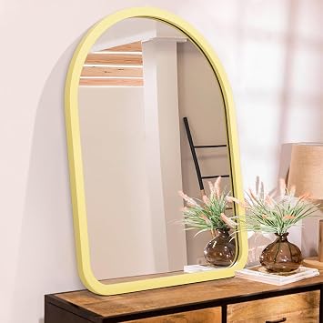 Archwood Mirror, Large 20x16 Inch Framed Rustic Wall Mirror Arched Decor Bathroom Farmhouse Bedroom Hanging Mirror Home Wall Decor
