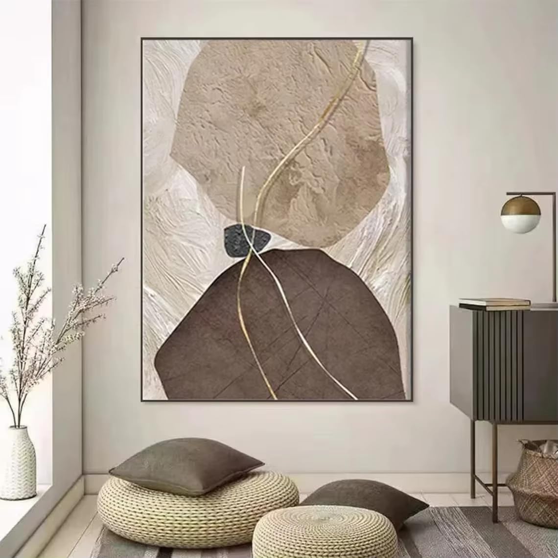 DFZEWKI Beige Abstract Painting Wall Art for Living Room Home Decor Minimalist Wall Art Print(50x75cm(20x30in)/No frame)