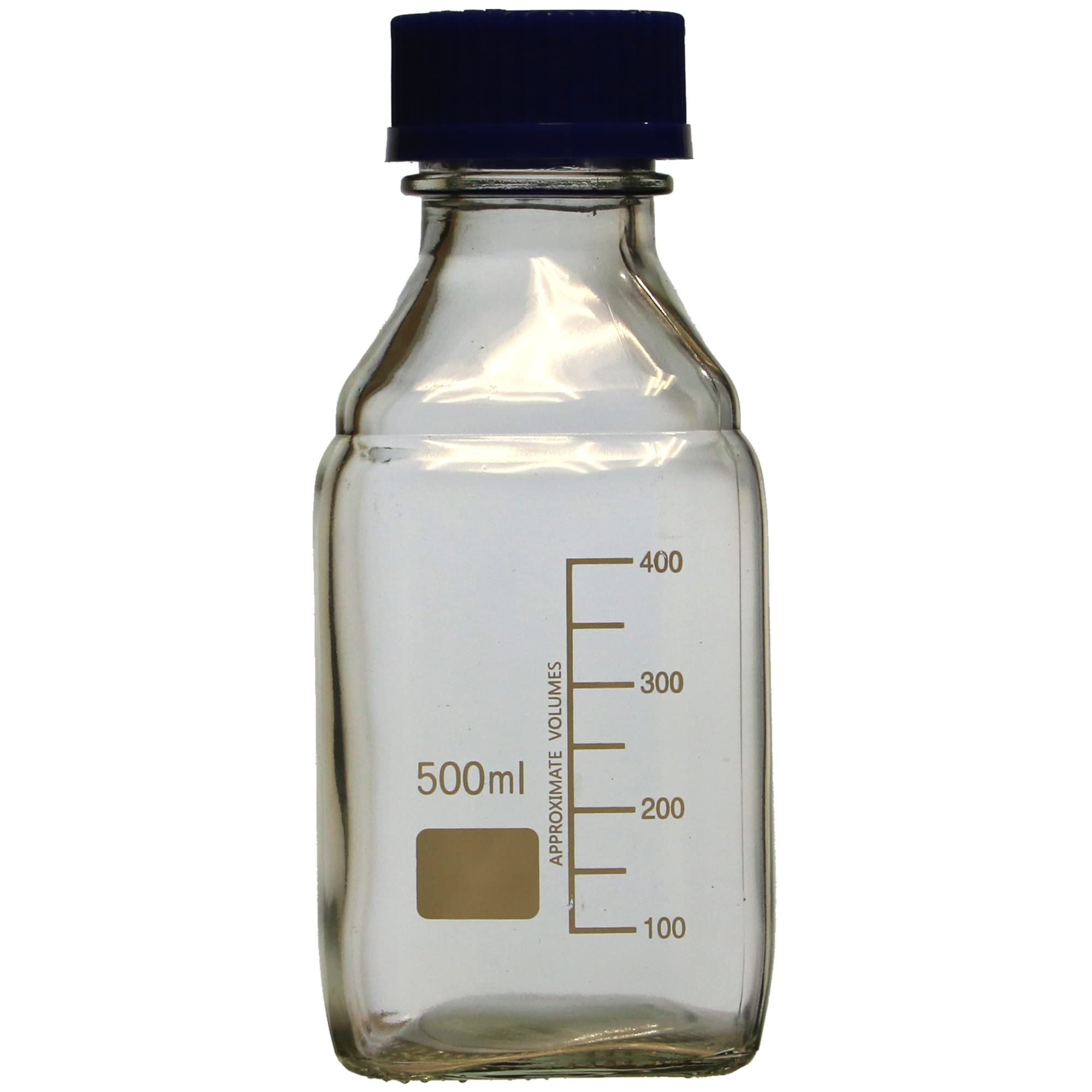 Karter Scientific 500ml Square Media Storage Bottle with Screw Cap, 254P2 (Pack of 2)