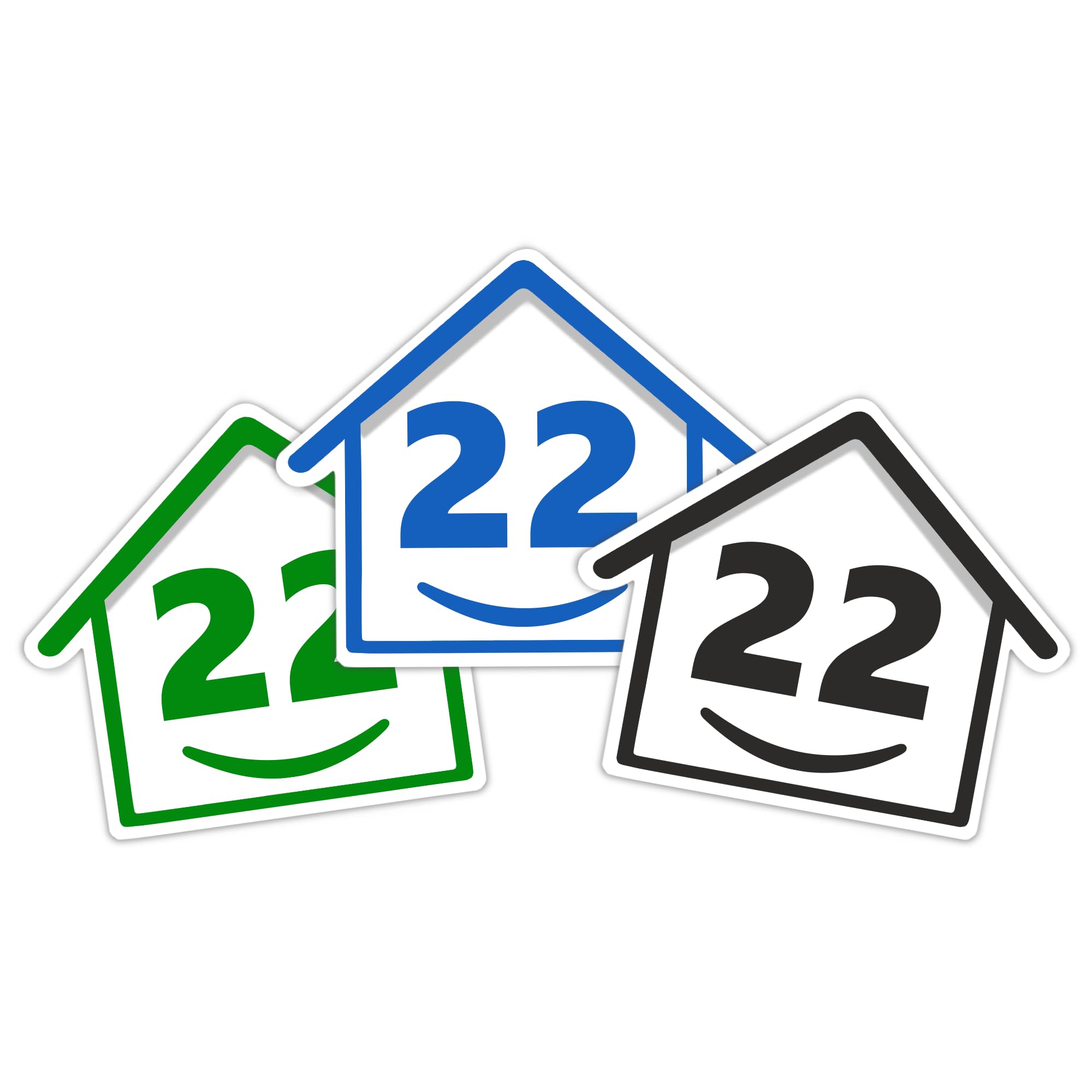 3 x Bin Numbers for Wheelie Bins, 1-99, 15cm ‘Happy House’ Colour Design Dustbin Stickers, Easy Application Stick On Number Stickers - Weatherproof Self Adhesive Vinyl – Blue, Black and Green (14) — view 60