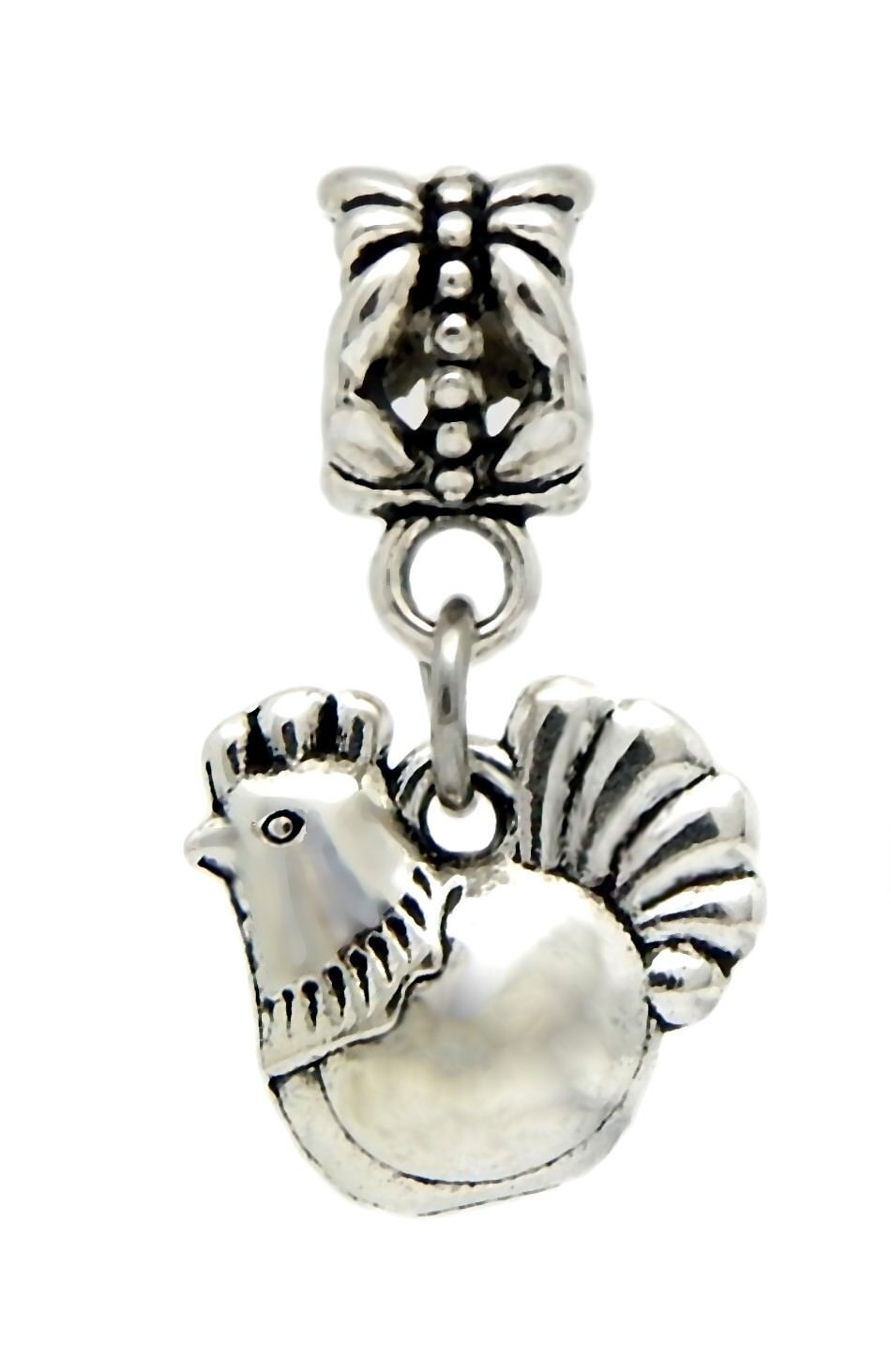 J&M Dangle Chicken/Hen Charm Bead for Charms Bracelets