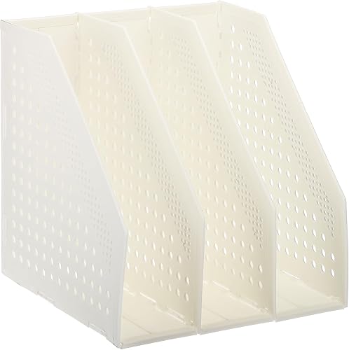 PATIKIL Soporte plegable para archivadores, 3 compartimentos verticales, organizador de escritorio resistente para oficina, libros, organización de
