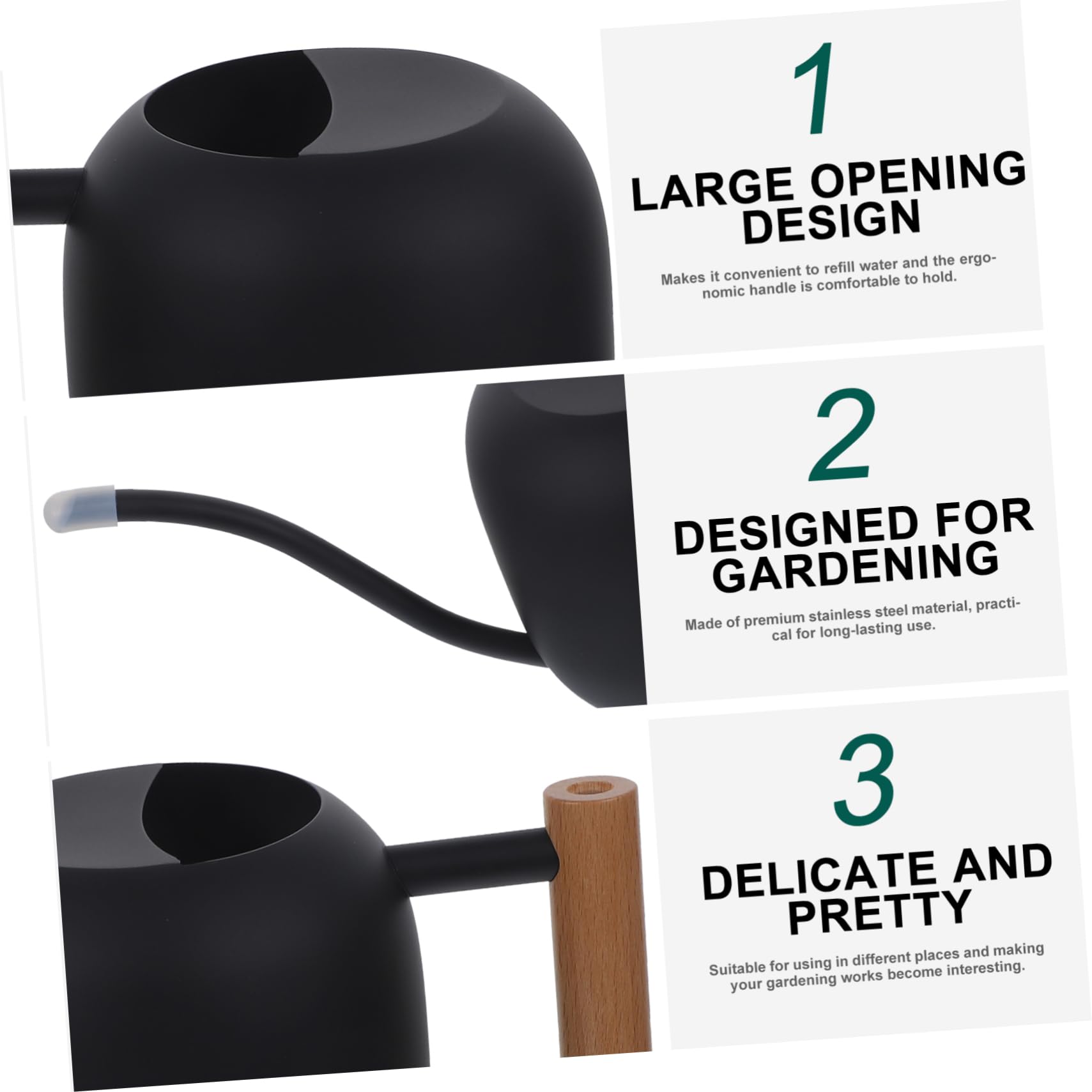 TOYANDONA Longue Bouche arrosoir Pouvez arrosoir de Jardin Joli arrosoir pour Plantes d'intérieur Petit arrosoir pour Plantes d'intérieur arrosoir Plantes d'intérieur Acier Inoxydable Noir