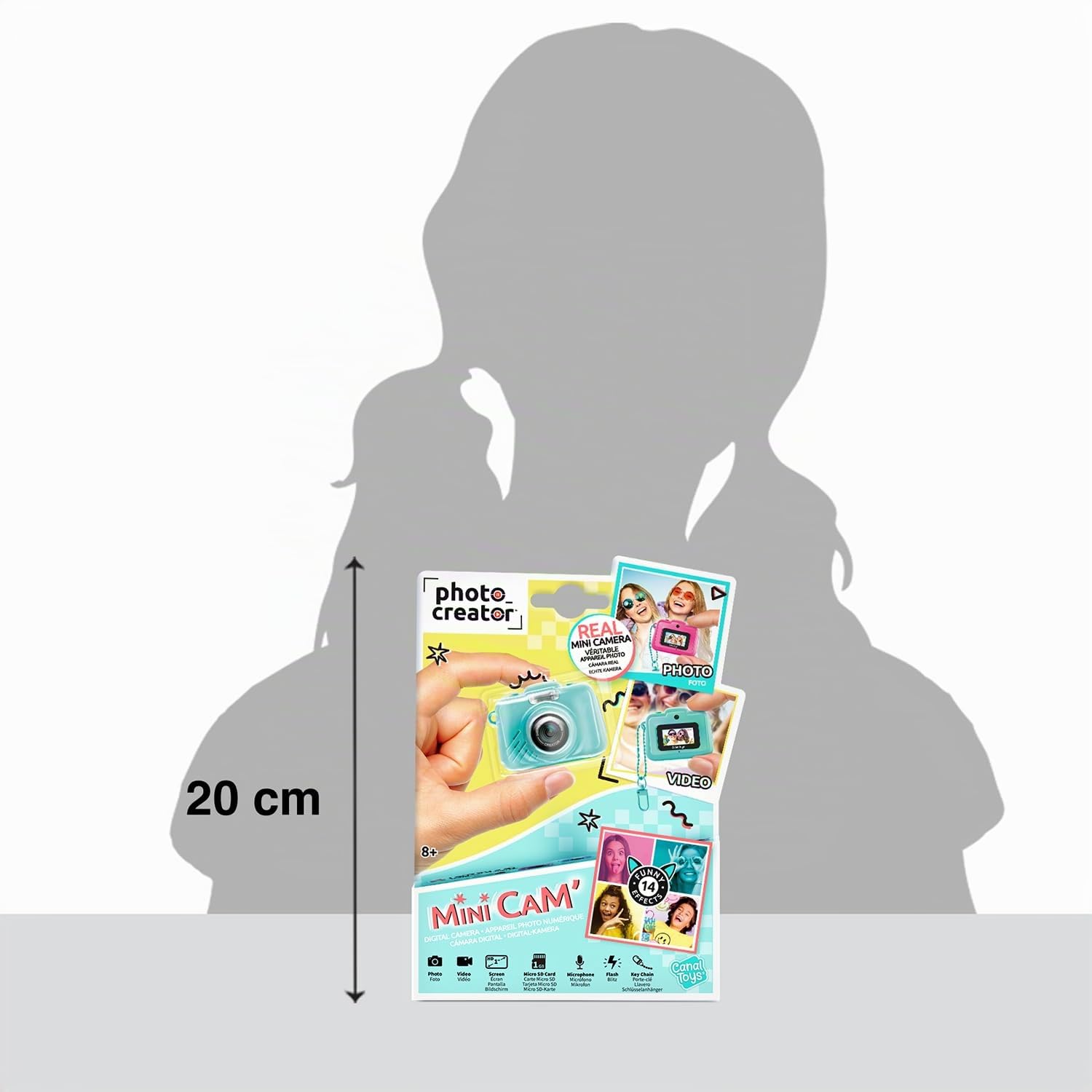 Canal Toys – Photo Creator – Fotocamera e video digitale Mini Cam' – Originale – con portachiavi e scheda SD da 1 GB inclusa – CLK 058, turchese