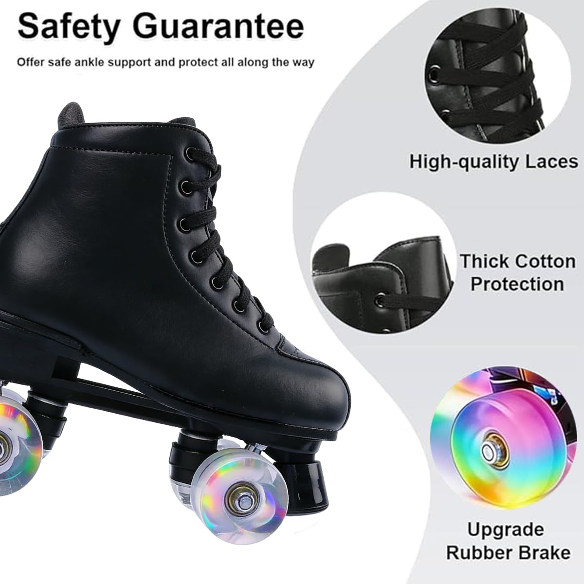 ERNAN Patins à roulettes 4 Roues,Haut Classique Patins,Rollers parallèles avec Roues Lumineuses, Roues pour Adultes, Enfants, débutants (Taille 35-43)