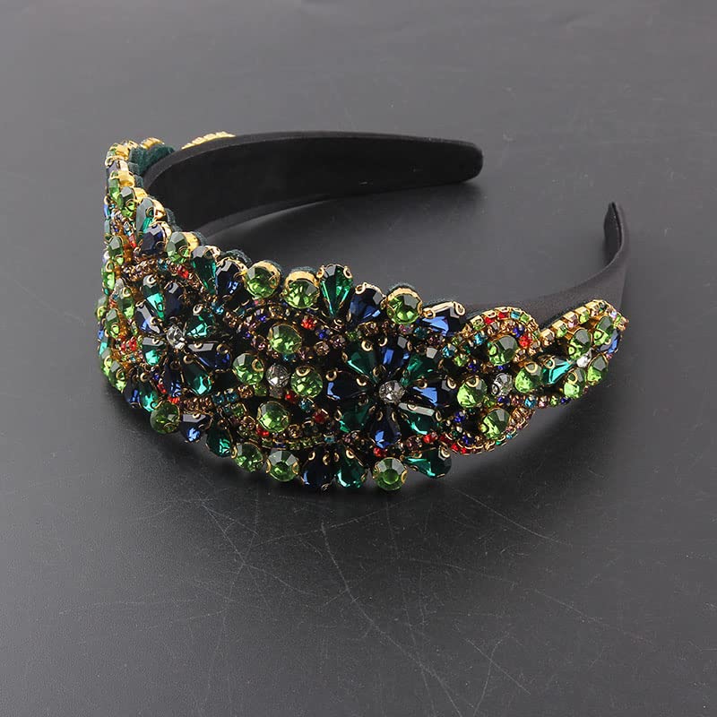 Elegant Baroque Shiny Glass Headband For Girl Luxury Colorful Crystal Hairband Retro Wedding Party 2