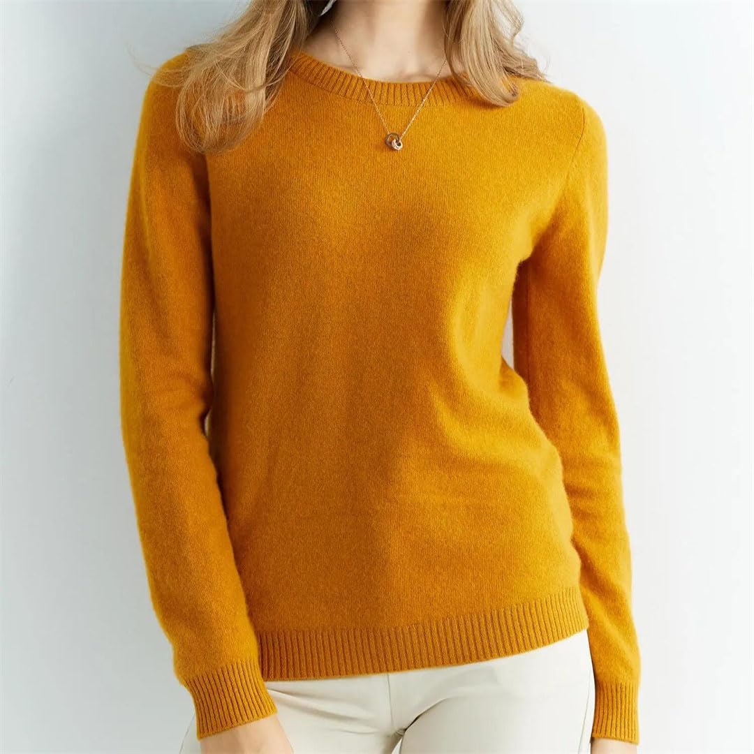 Strickpullover aus Kaschmir, Damen, Merinowolle, Rundhalsausschnitt, Vintage-Pullover, Winter, Herbst