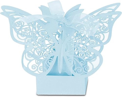 Pomya Caja de azúcar, 100 cajas de chocolate de azúcar para decoración de boda para cumpleaños de boda (azul)