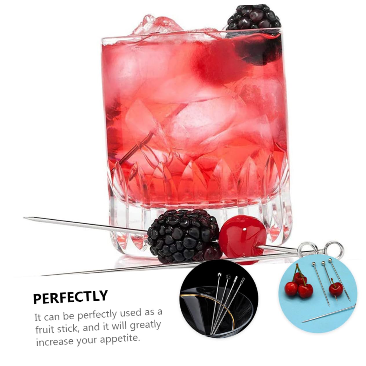Mobestech 3 Set di Decorazione del Cocktail Acciaio Riutilizzabile Bevanda Bere Cocktail di Spiedini Contorno Portatile Margherita Ghiacciato Agitazione Inossidabile 20 Pezzi*3