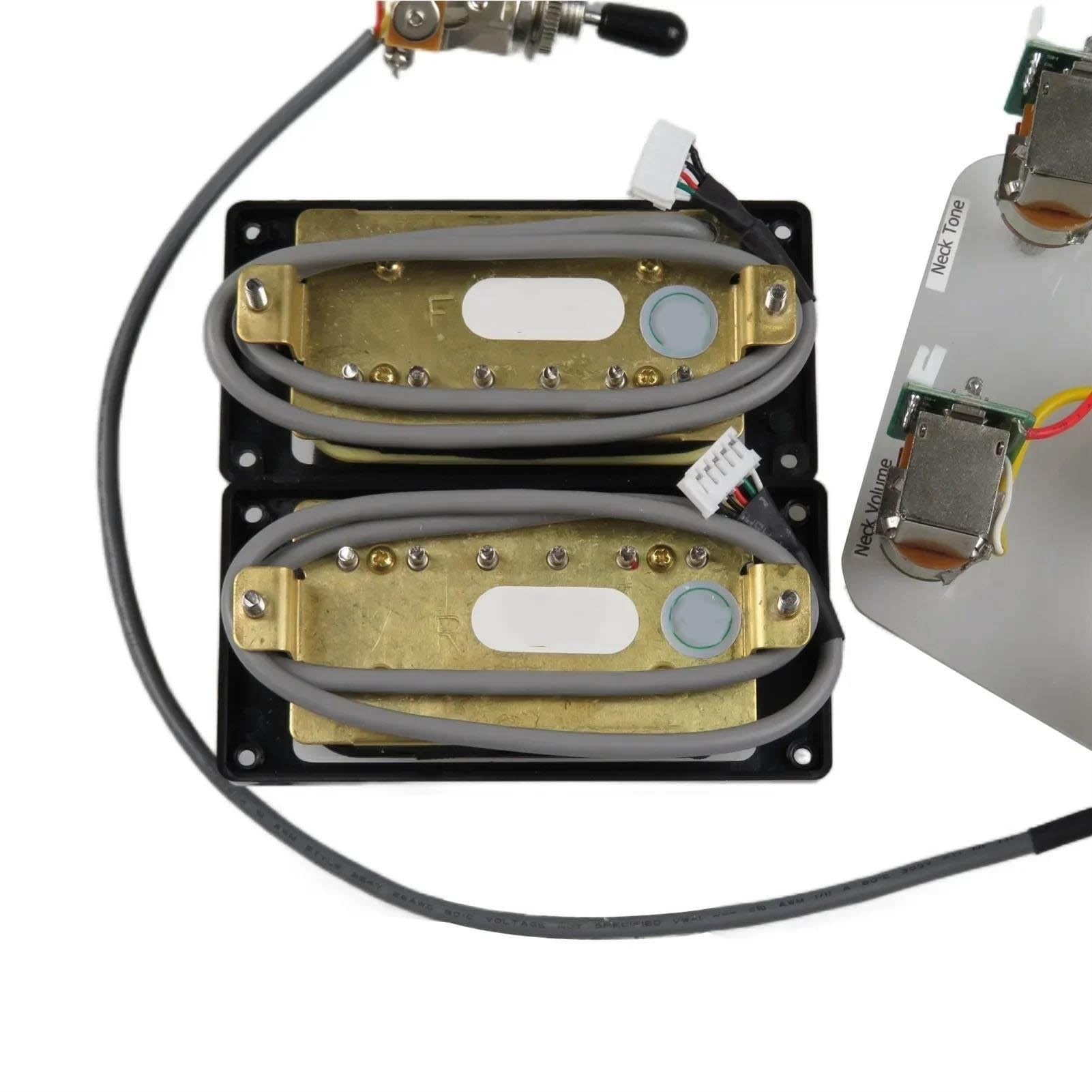 Przetwornik Do Gitary Elektrycznej Zestaw Przetworników Do Humbuckerów Gitarowych | Push-Pull 4C Wiązka przewodów na szyję i mostek, pojedyncze cięcie części do gitary elektrycznej (złota czarna rama)