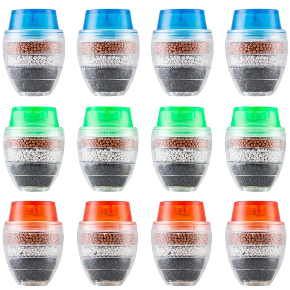 CTRLZS 12PCS Water Filter 5 Layers for Home Water Purifier Filter Activated Carbon Filtration Tap Water Mini Faucet Filter