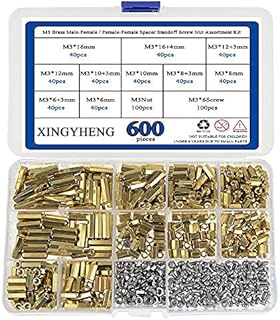 BGTXINGI 600pcs M2 M3 Brass Male-Female/Female-Female Spacer Standoff Screw Nut Assortment Kit and stainless steel Screw Nut Set (Brass M3)