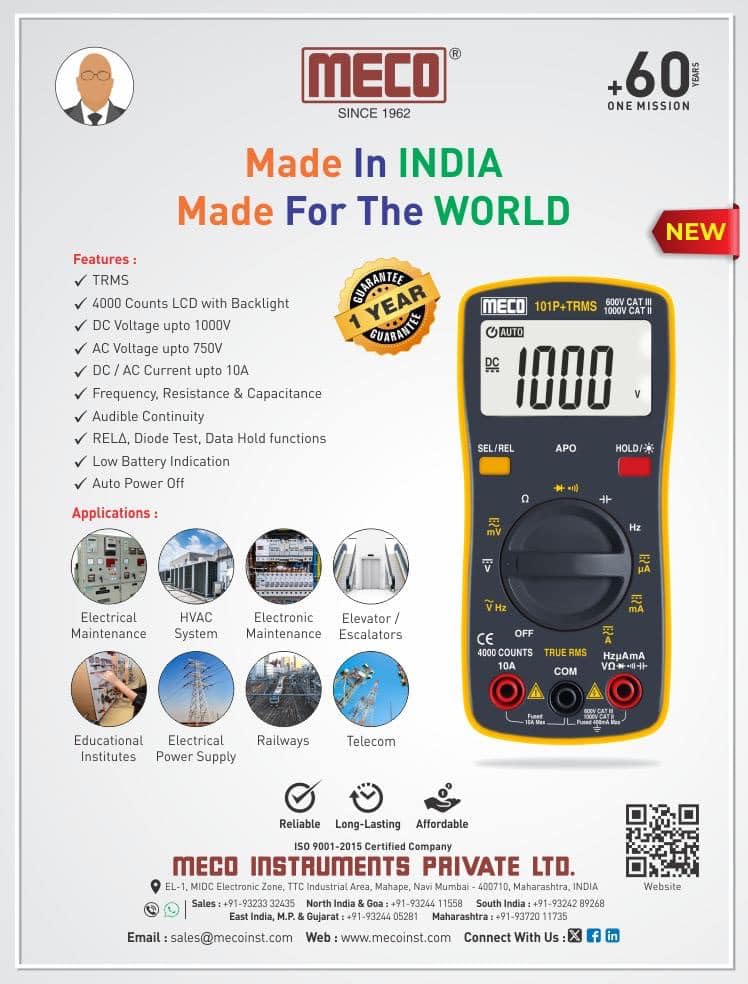 Meco Digits 4000 Counts TRMS Autoranging Pocket Size (Model : 101P+TRMS) Digital Multi meter