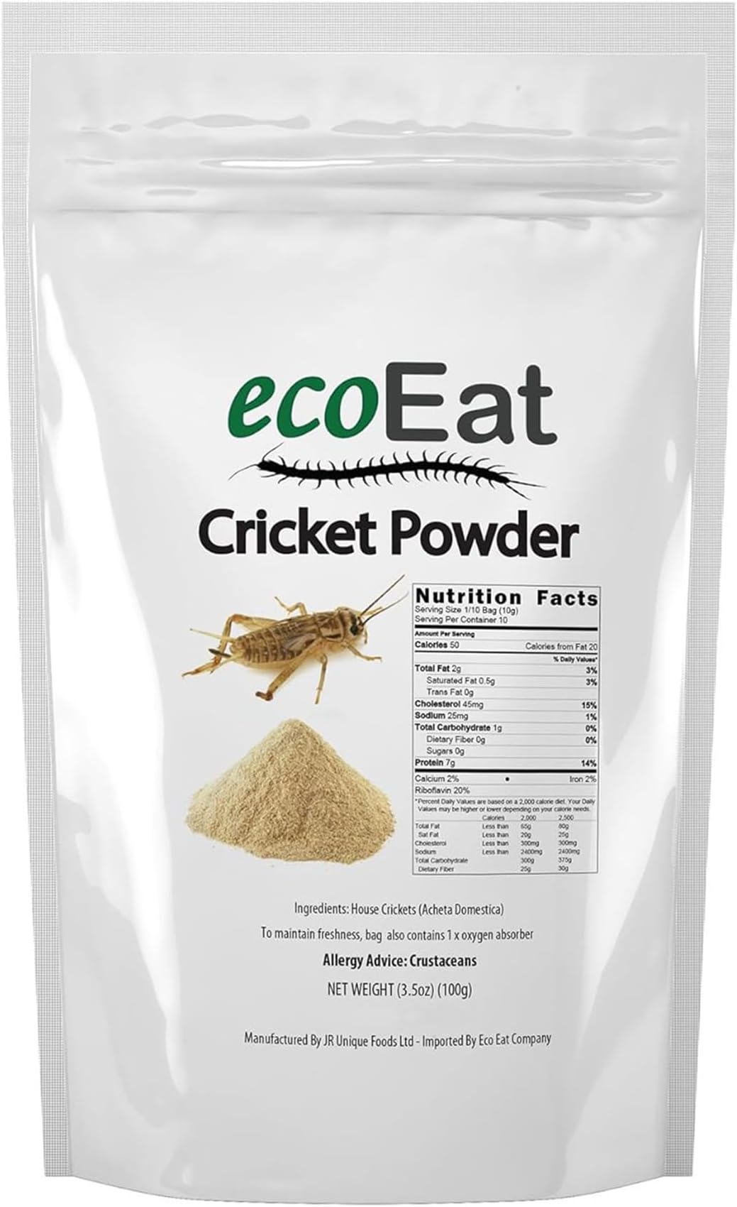ecoEat Cricket Flour Powder Protein - 100g - Healthy Powder Edible Insect Powder