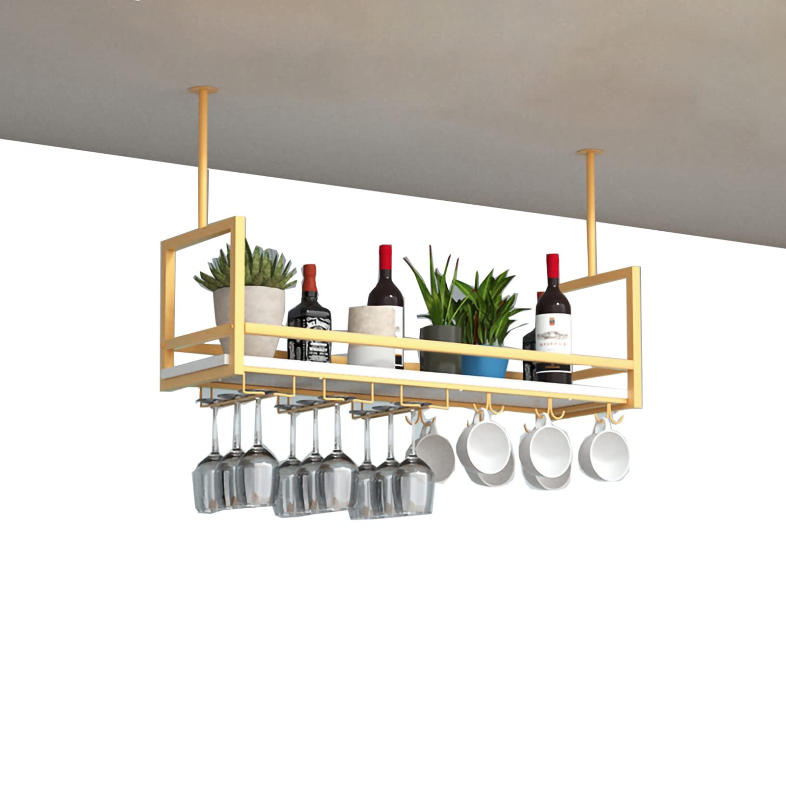 Buy Hanging Ceiling Shelf Bar Unit Floating Shelves Wall-ed Wine Racks ...