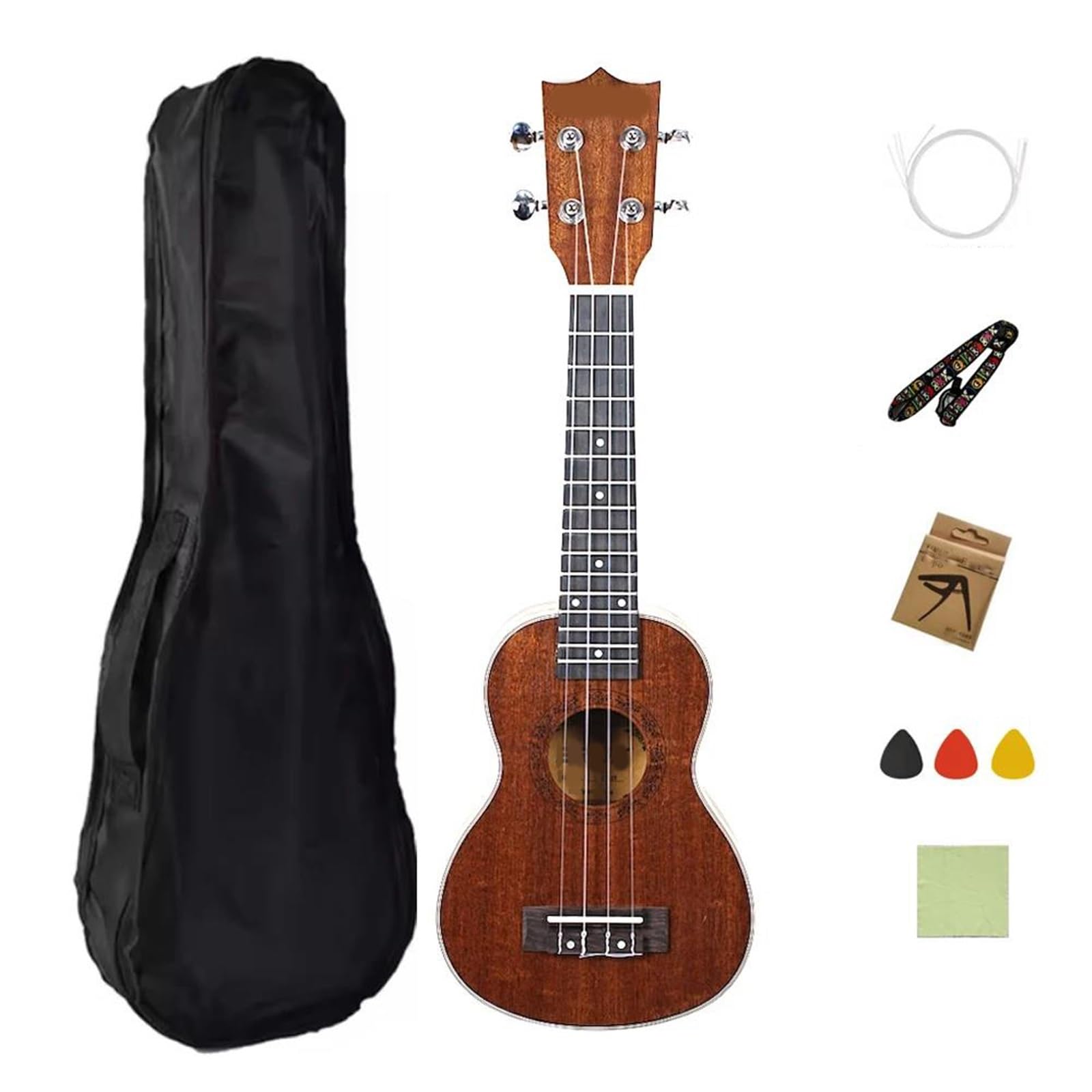 Początkujący Ukulele 21 Calowy Zestaw Ukulele Wysokiej Częstotliwości Dla Początkujących W Stylu Gitary Hawajskiej
