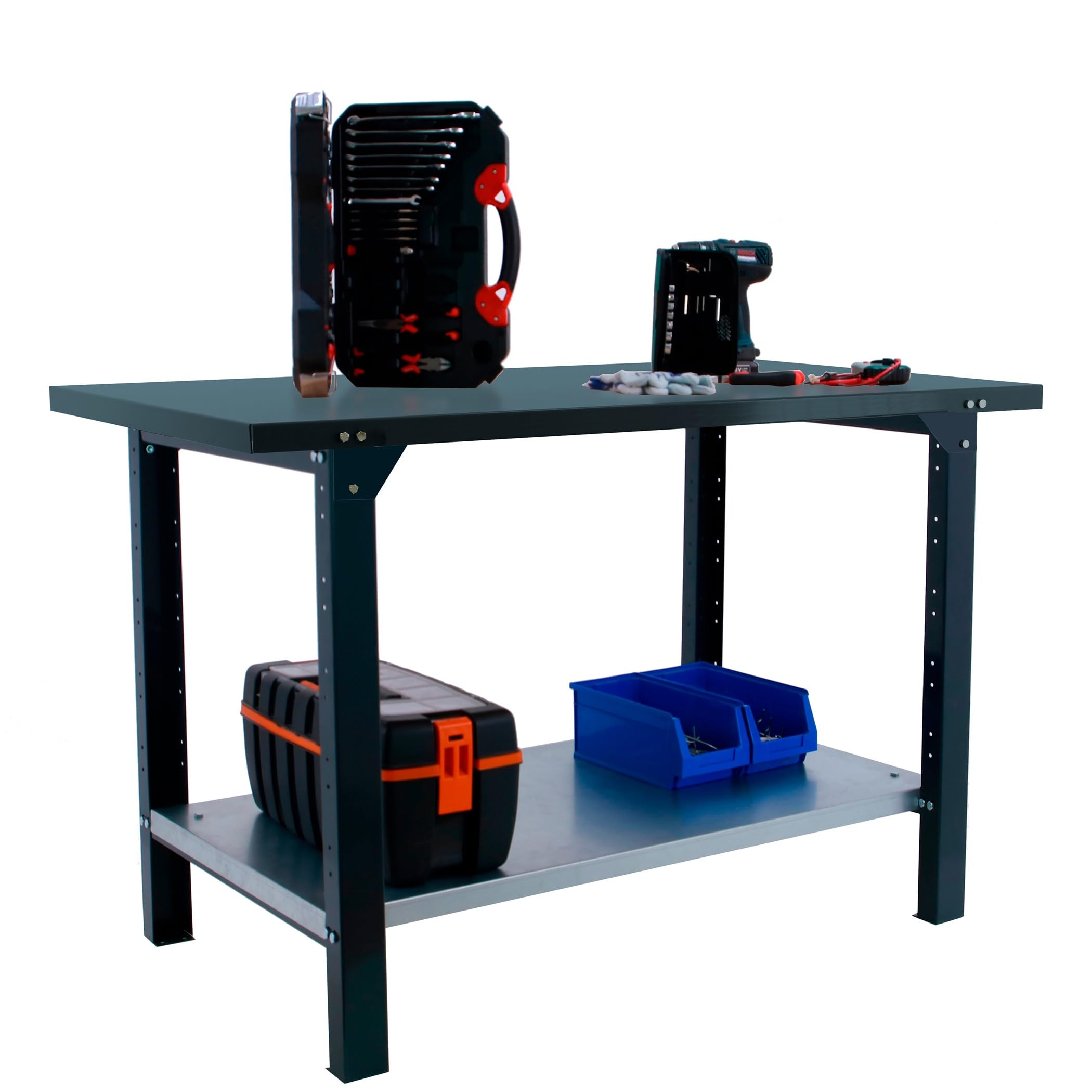 SimonRack Tavolo da lavoro officina, banco di lavoro, extra forte, capacità carico 700 kg, misure 830 x 1500 x 730 mm, antracite