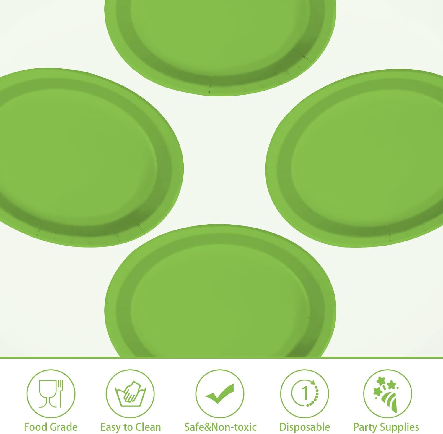 50Pcs Sage Green Oval Paper Plates 10" x 12" Large Disposable Heavy Duty Lime Green Paper Platters Solid Color Dessert Plates for Spring Wedding Bridal Baby Shower Lunch Dinner Birthday Party Supplie