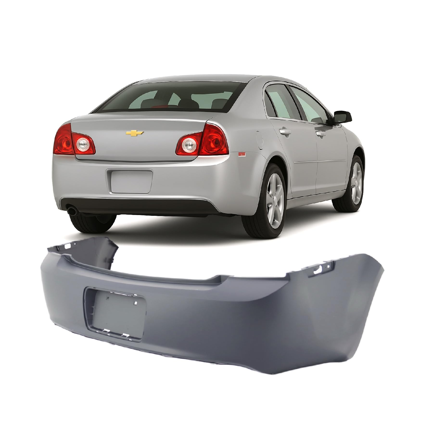 FitParts Compatible with Rear Bumper Cover Fascia 2008-2012 Chevrolet Malibu LT LTZ LS Hybrid Sedan 08-12. New Primed Without Sensor Holes. GM1100816 15934273