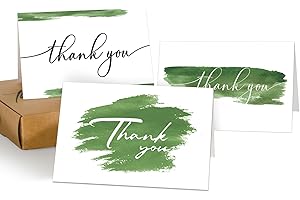 AZAZA Shamrock Thank You Cards "Thank You" Inlaid Watercolor Greenery Design with...