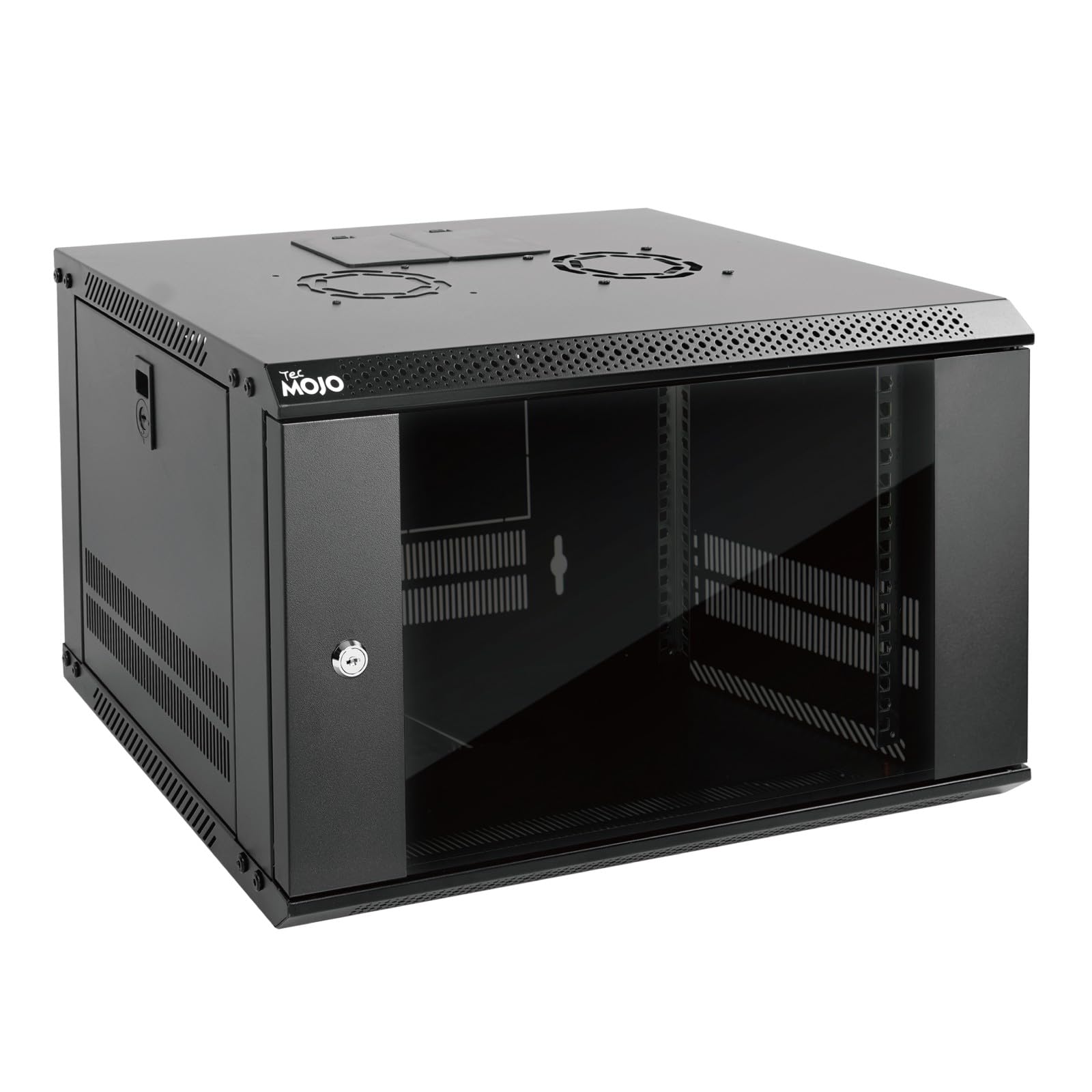 Tecmojo Armoire Réseau 19 Pouces 6U, Profondeur 450mm, Armoire Serveur Murale, Boîtier de Rack Réseau Informatique, Porte et Panneaux Latéraux Verrouillables, Porte Vitrée, Emballage à Plat, Noir