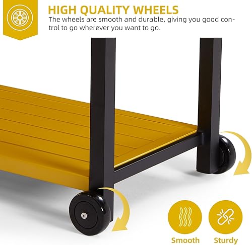 Miniatura 3 de Mesa de comedor al aire libre, carrito de parrilla de aluminio, mesa de horno de pizza movible, resistente a la intemperie, carrito de cocina para