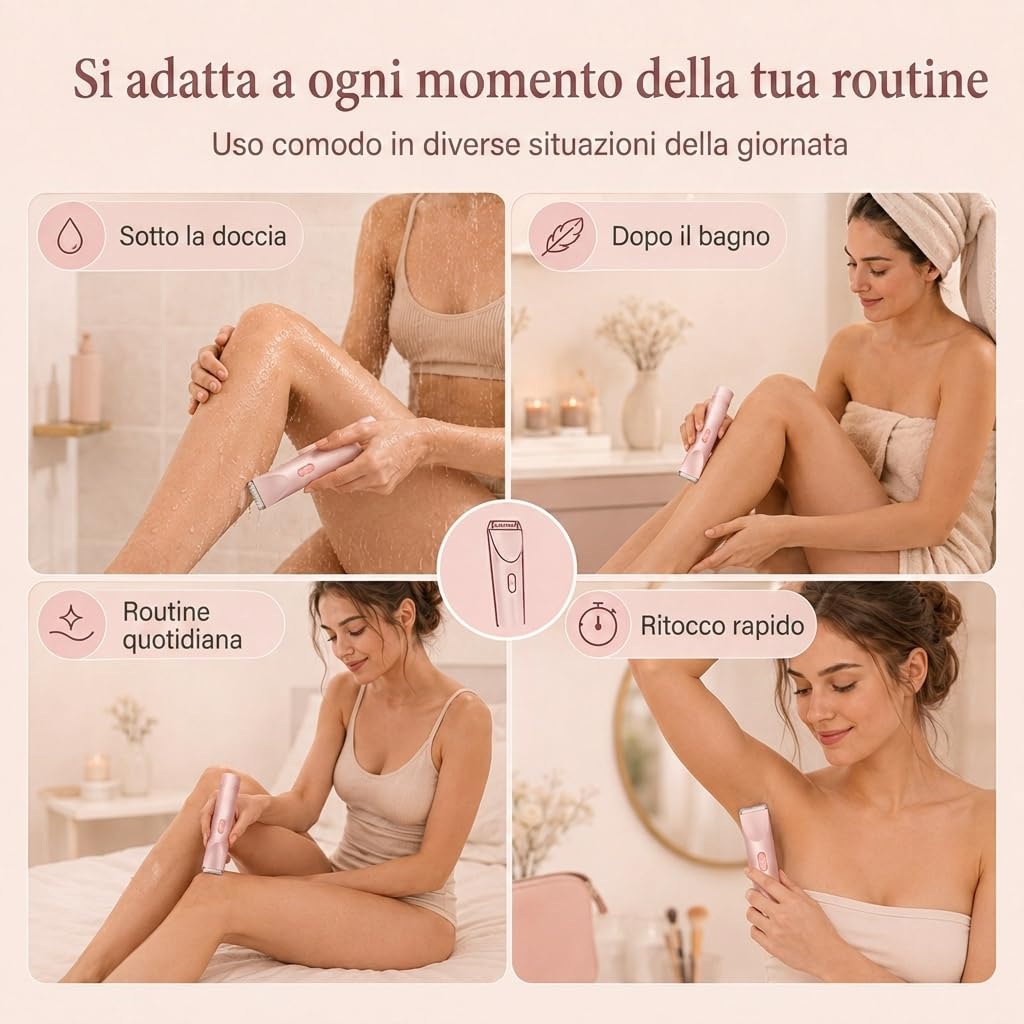 Shavea Rasoio Donna Impermeabile, Testina Precisa Per Bikini Corpo Ascelle (Blu)