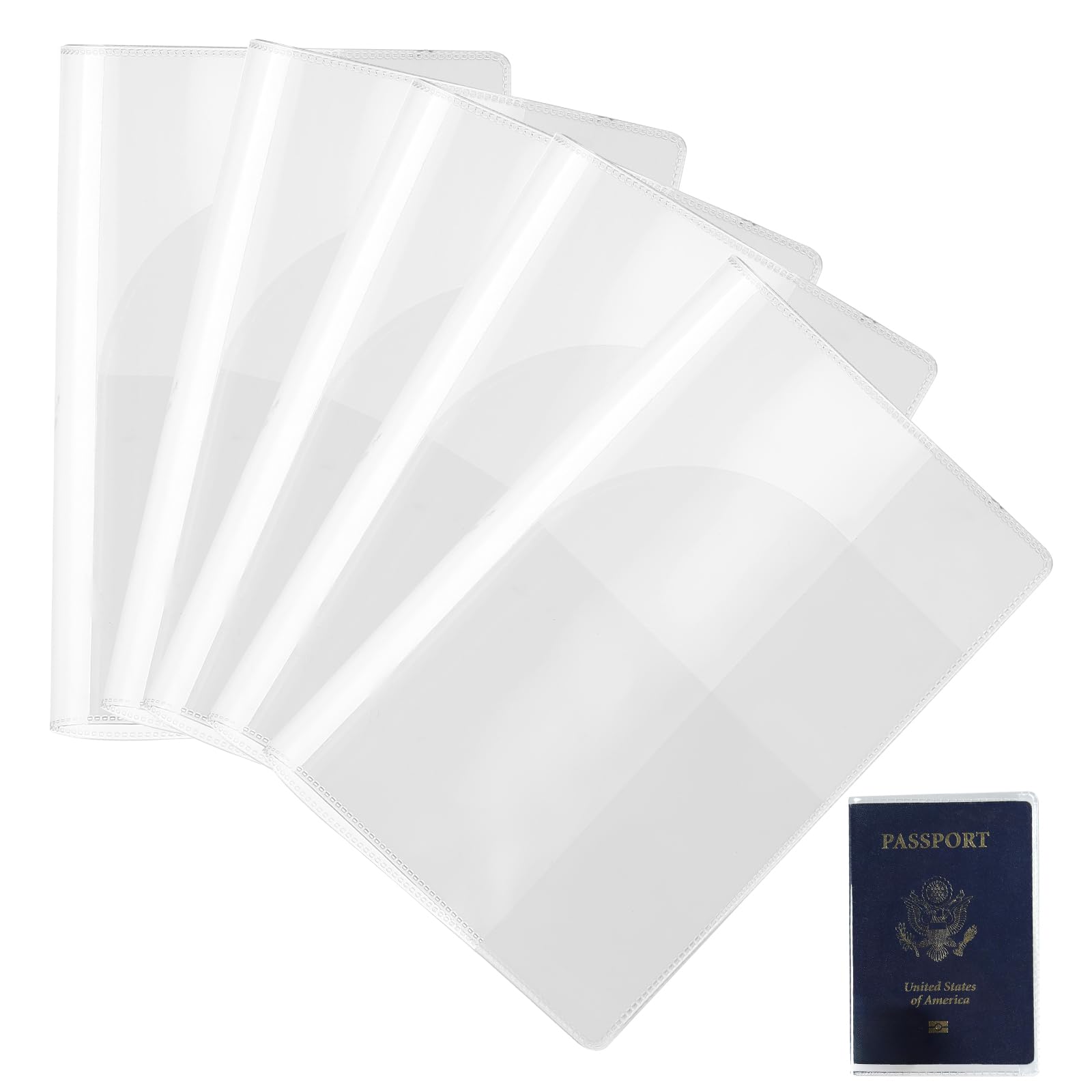 Trinkrittey 10 Pcs Transparent Plastic Passport Protector, Clear Vinyl Transparent Passport Holder Travel Document Organizer