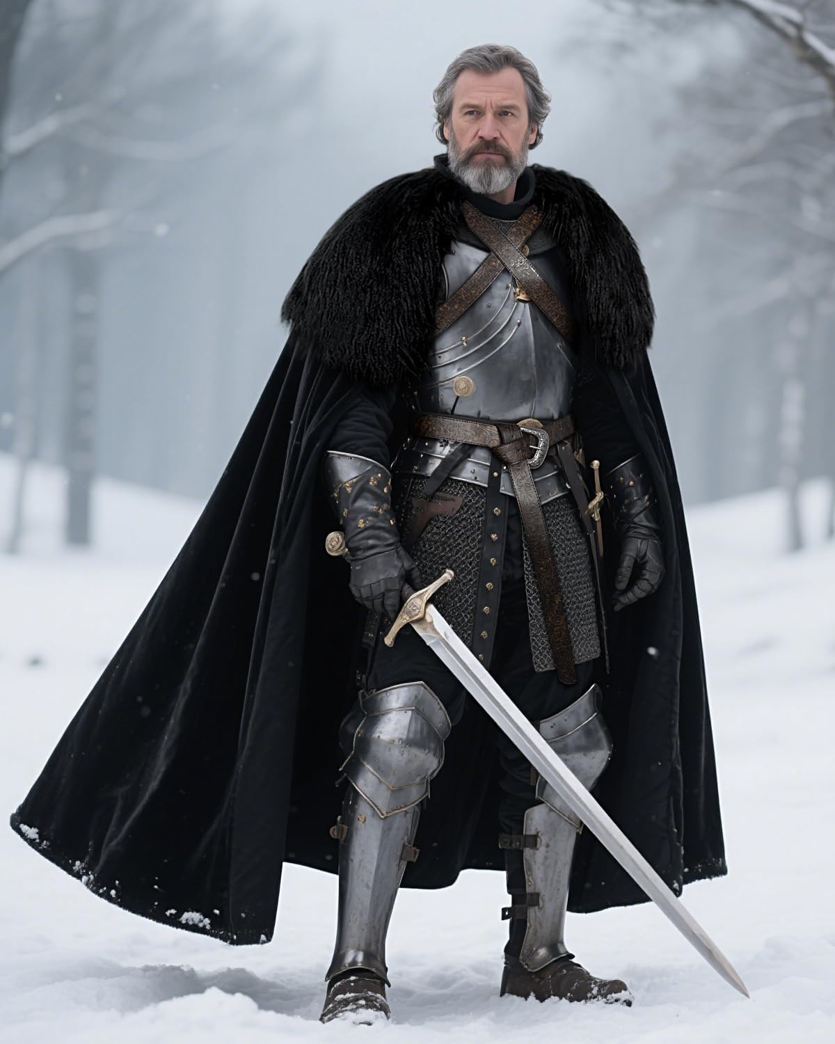 Joukavor Viking Fur Cloak Medieval Fur Cape Men for Halloween - Image 3