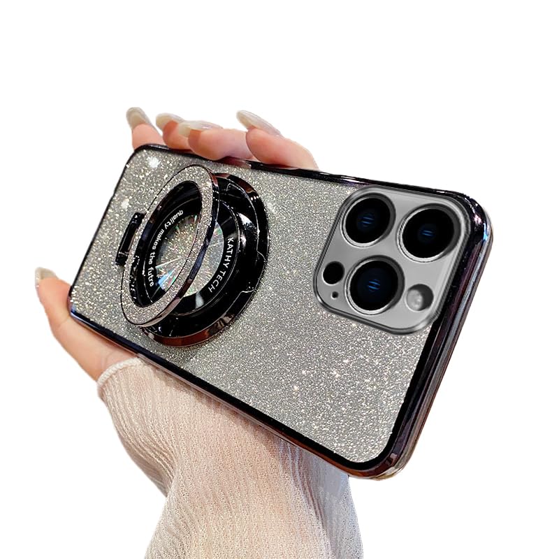 LEMAXELERS Funda para iPhone X Carcasa con Soporte,Brillante Glitter Brillo Transparente Cuerpo Ultra Funda Antigolpes Protectora Back-Cover Slim para iPhone X/XS Black DS.