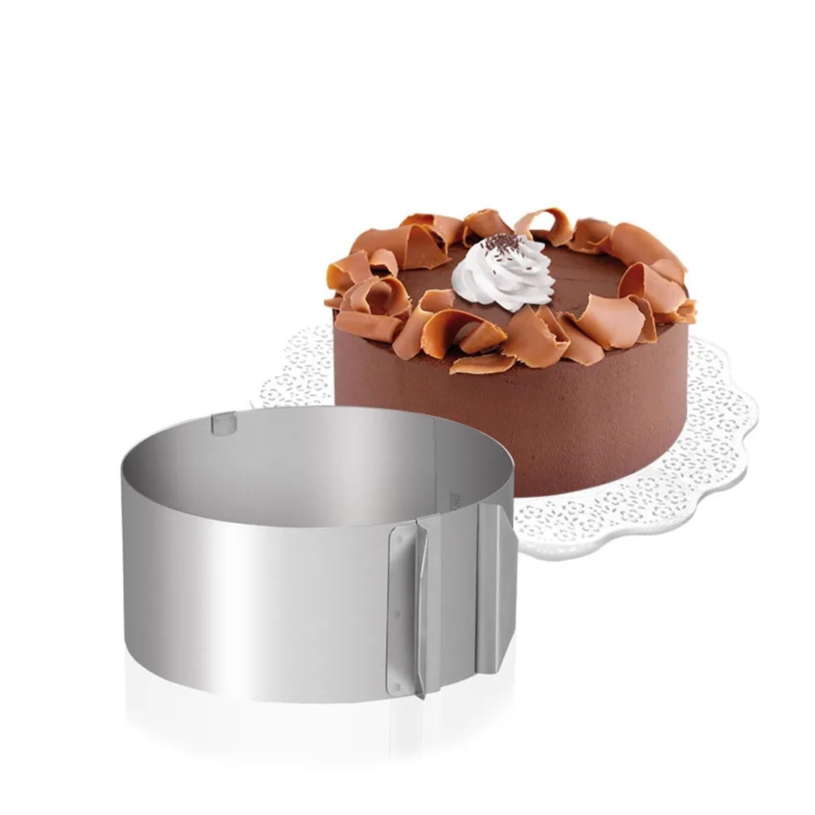 Edelstahl-Mousse-Ring Einstellbare Runde Kuchen Ring Form Versenkbare Mousse Edelstahl Kreis Backen Werkzeuge(Large 16-30cm)