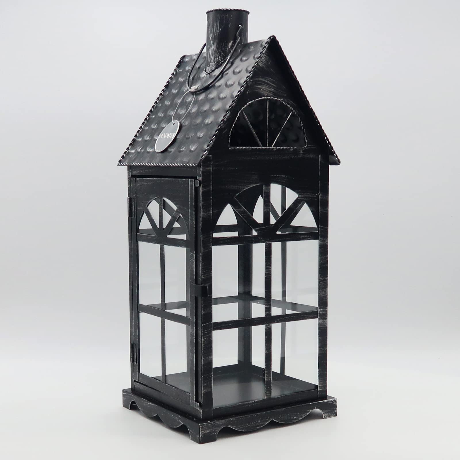 Dekovita 50cm metallo Lanterna Luce Casa - Fanale da Giardino con Vetro - Deco Candele Lampada