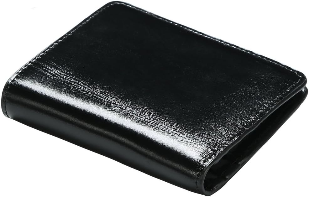 Itslife Women's Rfid Blocking Small Compact Bifold Leather Pocket Wallet Ladies Mini Purse with id Window (Waxed Black) - Image 8