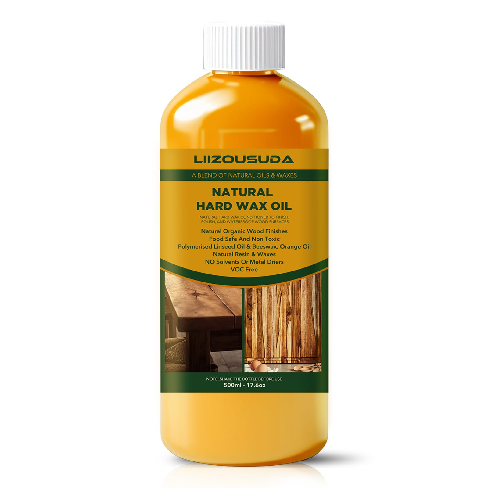 Hardwax Oil - 17.6 oz - Interior Wood Finish - Linseed, Orange Oil & Beeswax Blend - Food Safe, Perfect for Kitchen Worktops & Dining Tables