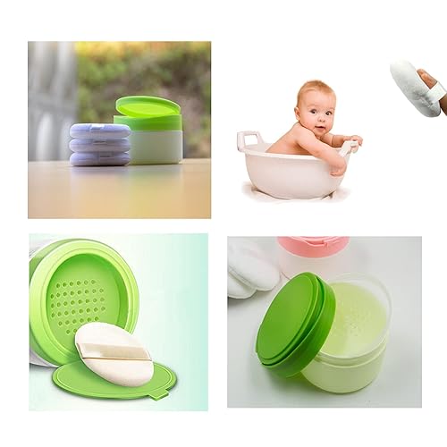 Miniatura 7 de Plástico verde vacío portátil para el cuidado de la piel del bebé después del baño, soplo de talco, estuche para polvo, dispensador de maquillaje,