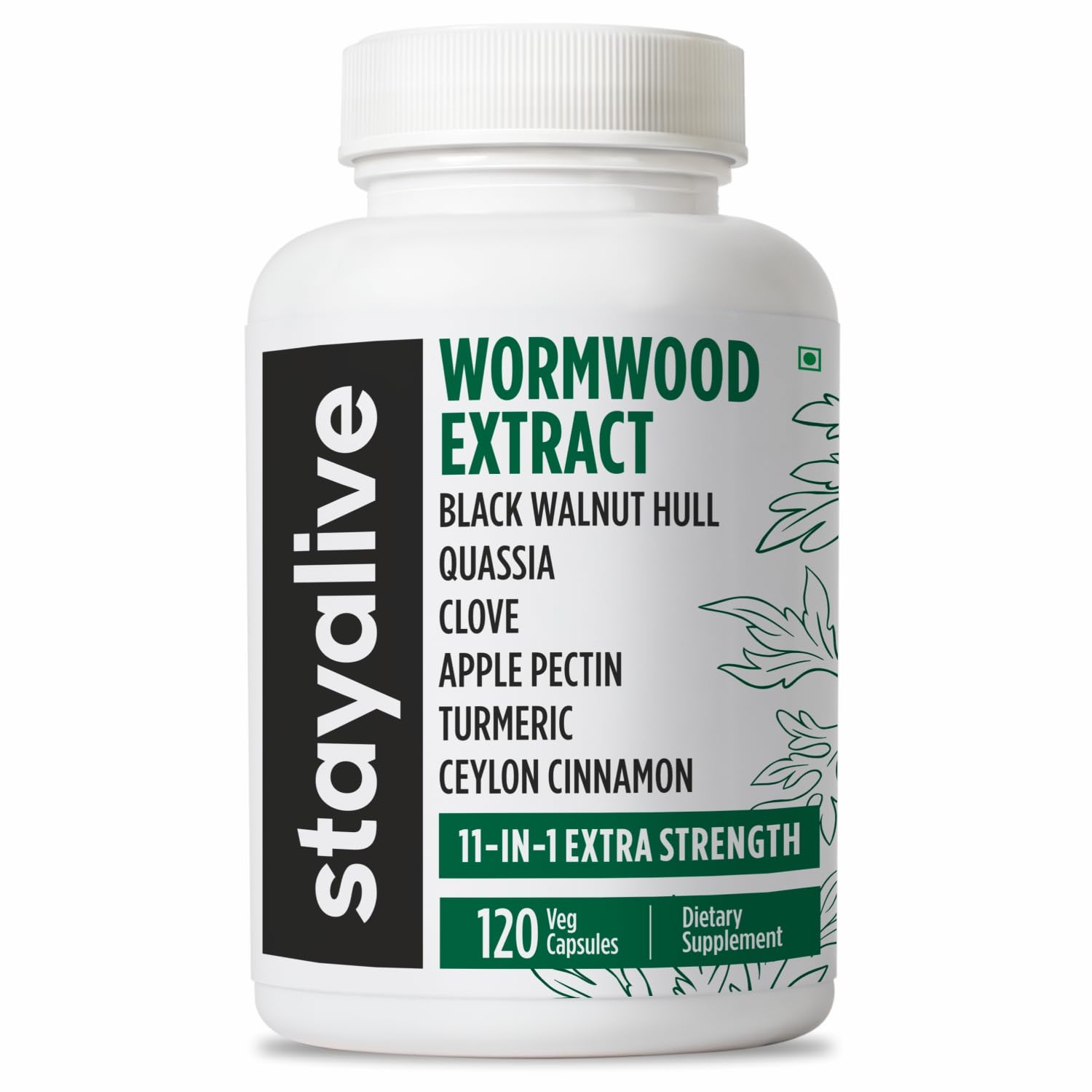 STAY ALIVE Wormwood Black Walnut Clove Cleanse Extract, 11-in-1 Extra Strength Complex, 120 Pills, Herbal Supplement for Adults, Vegan, Non-GMO & Gluten Free Sweet Wormwood Capsules