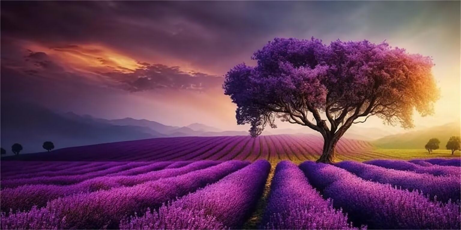Peinture par Numéro Kit Diamant Anti-Stress Adulte Arbre Violet