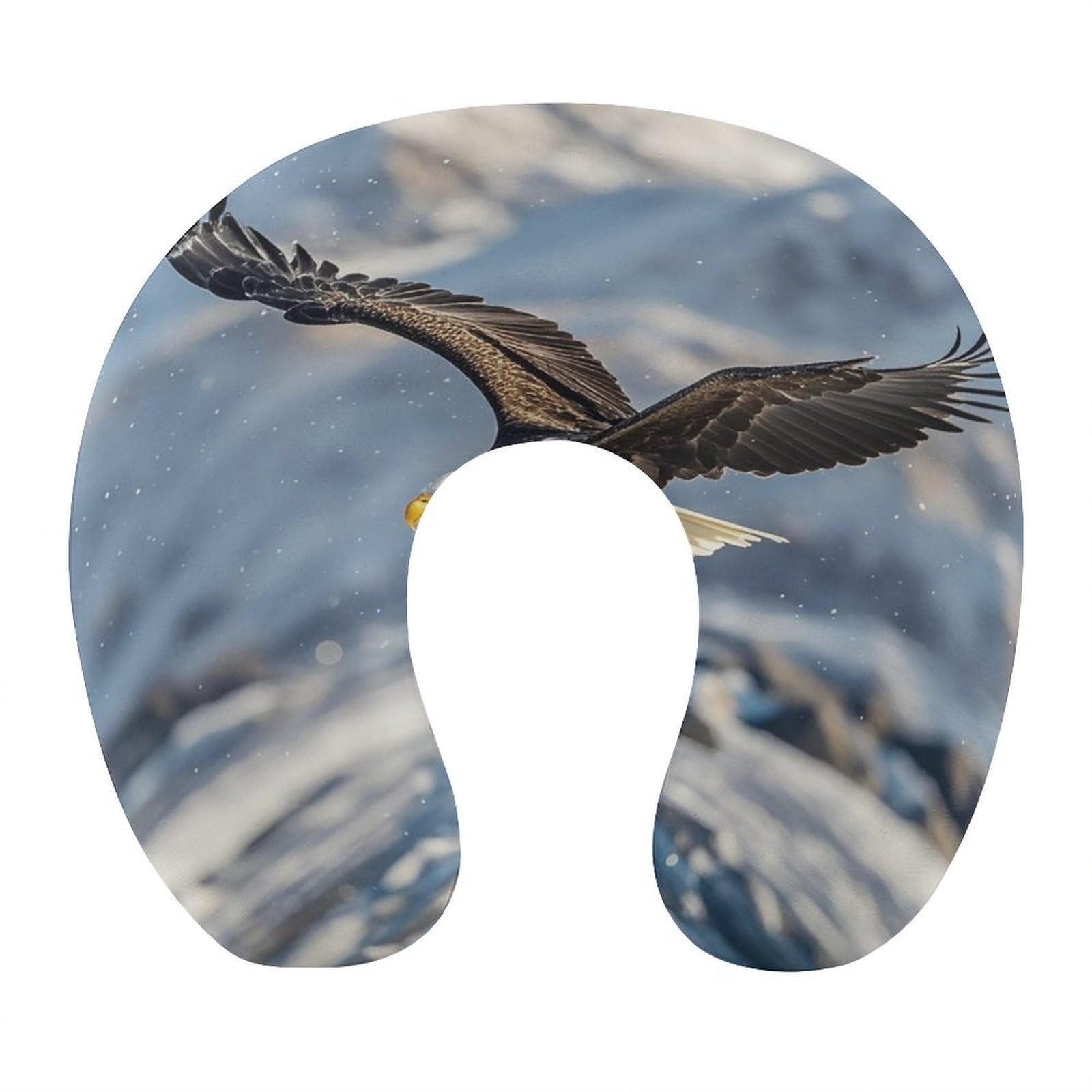 FekiLoot Bald Eagle Flying Travel Pillow U Shaped Neck Pillow Comfortable Memory Foam Pillow Portable Soft Headrest Lightweight Neck and Head Support for Planes Trains Self-Driving Cars