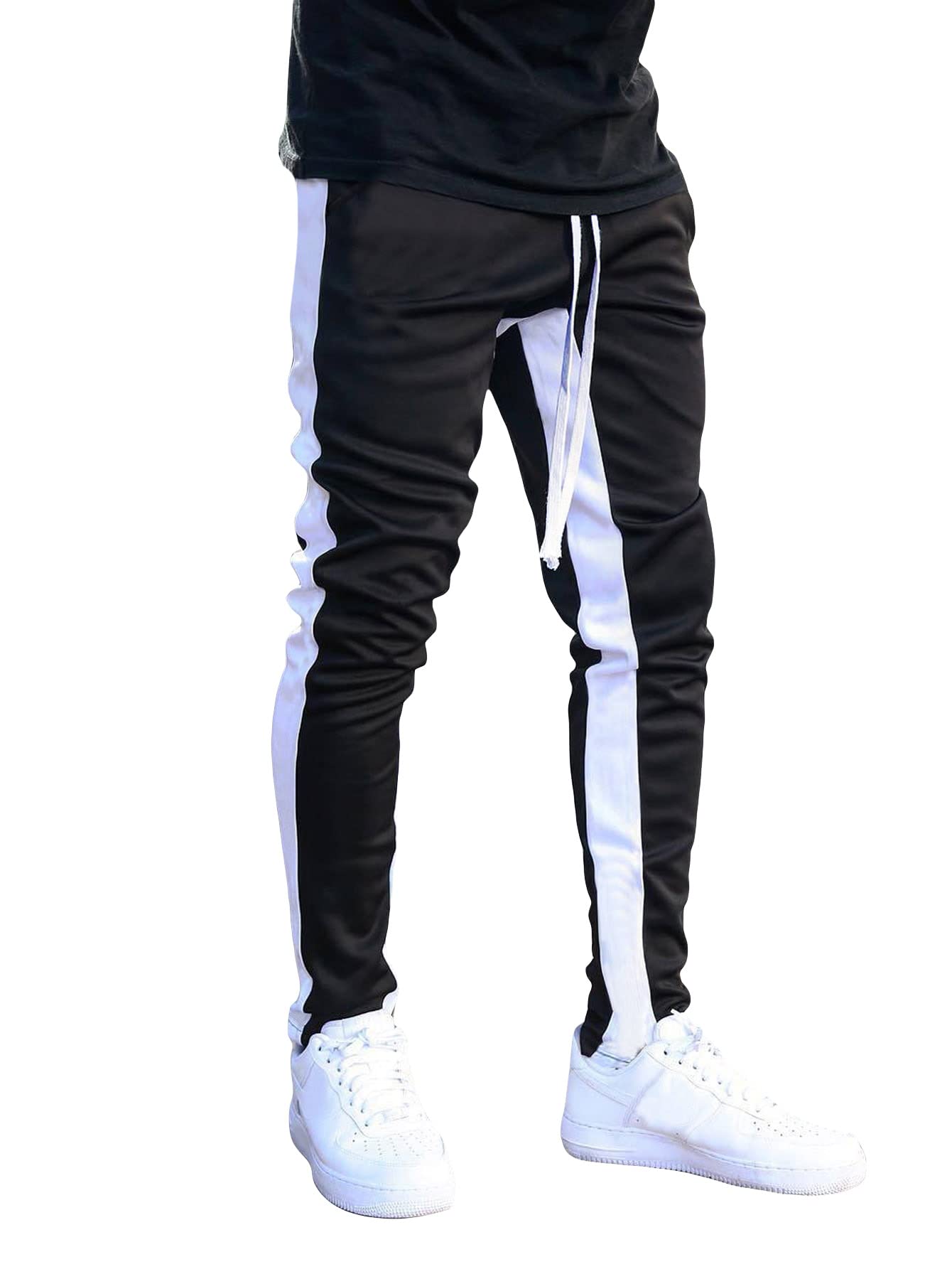 GORGLITTERMen's Sports Color Block Drawstring Waist Sweatpants Athletic Pants Joggers