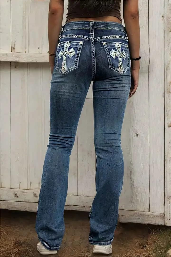 Flamingals Damen Weich Bootcut Jeans