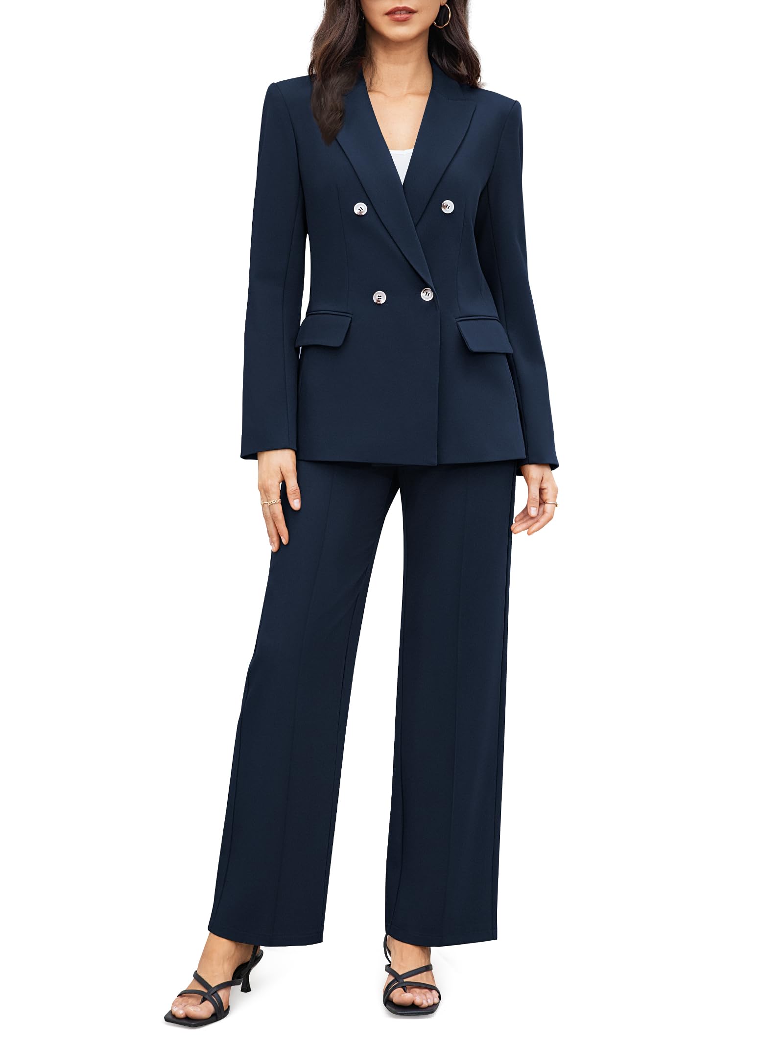 Casly Lamiit Pants Suit for Women Dressy Casual Long Sleeve Blazer Business Work Outfits Trendy Matching Sets Interview