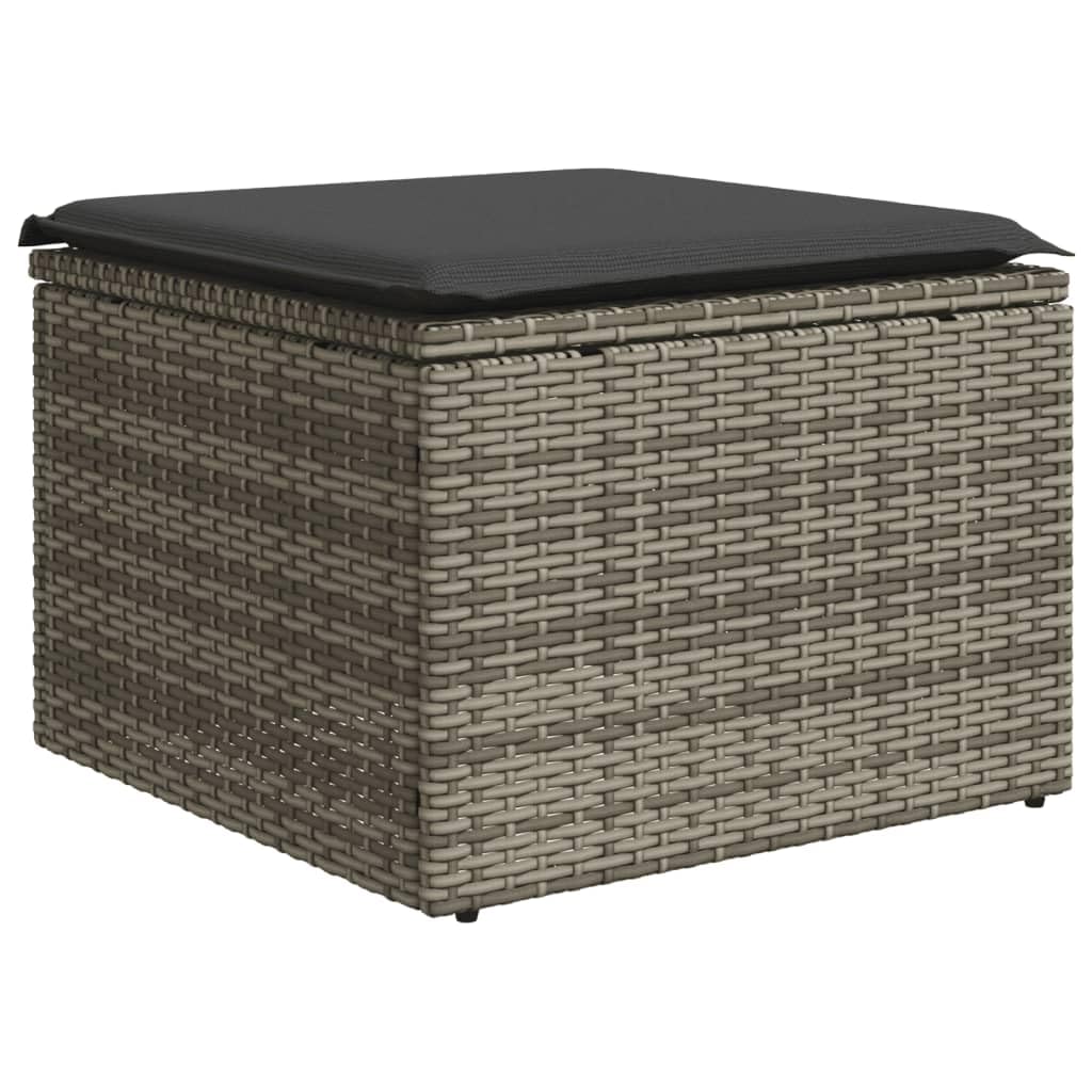 IKAYAA Sofa Exterior de Ratán, Muebles de Jardín con Función de Almacenamiento, Sofá Jardín, Conjunto Sofá Jardin Exterior de Ratán Muebles Jardín Exterior- 5 pzas Gris#105