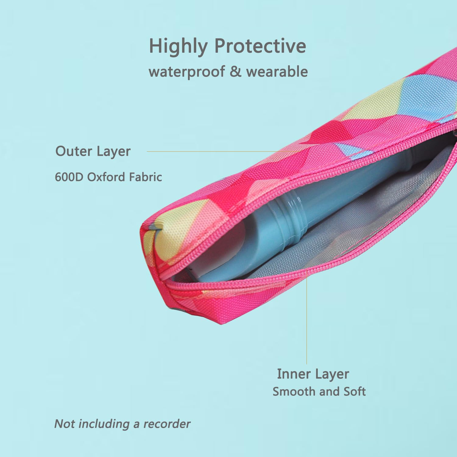Farcaya Recorder Case Bag Only Storage Soprano Descant Flute Music Instrument Portable for Gift (Gem)