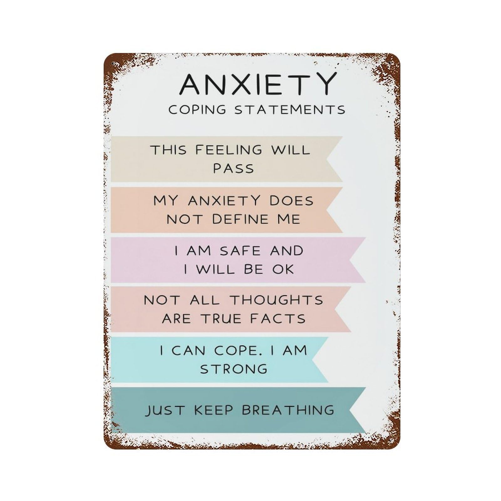 xiaoxiaoshen Anxiety Mental Health Wall Decor Art Metal Tin Poster Modern Home Decor Art Home Bar Shop Decorations Vintage Sign 40x30cm