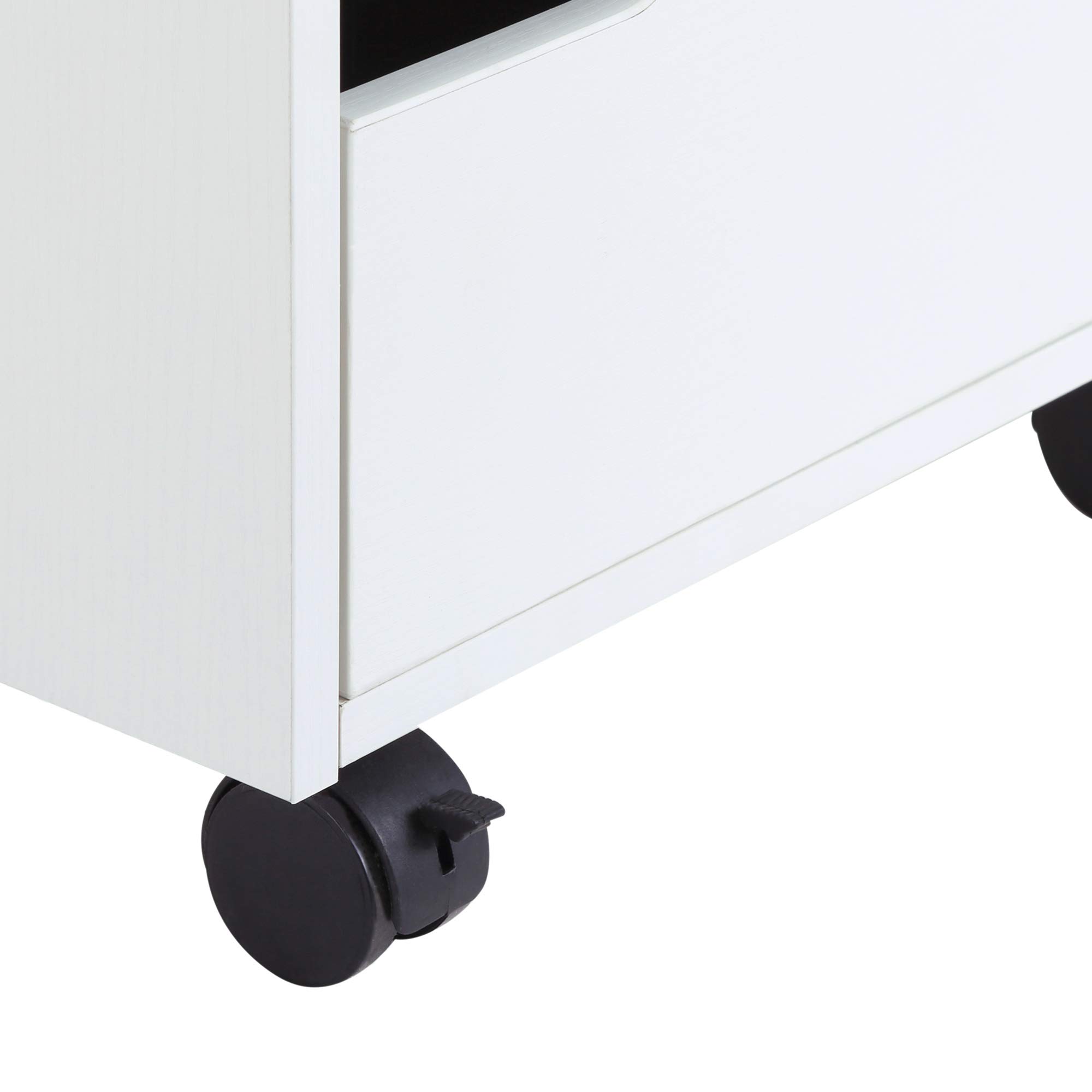 HOMCOM Cajonera de Oficina con Ruedas Mueble Archivador con 3 Cajones Cajonera para Escritorio Estudio 40x50x57,5 cm Blanco