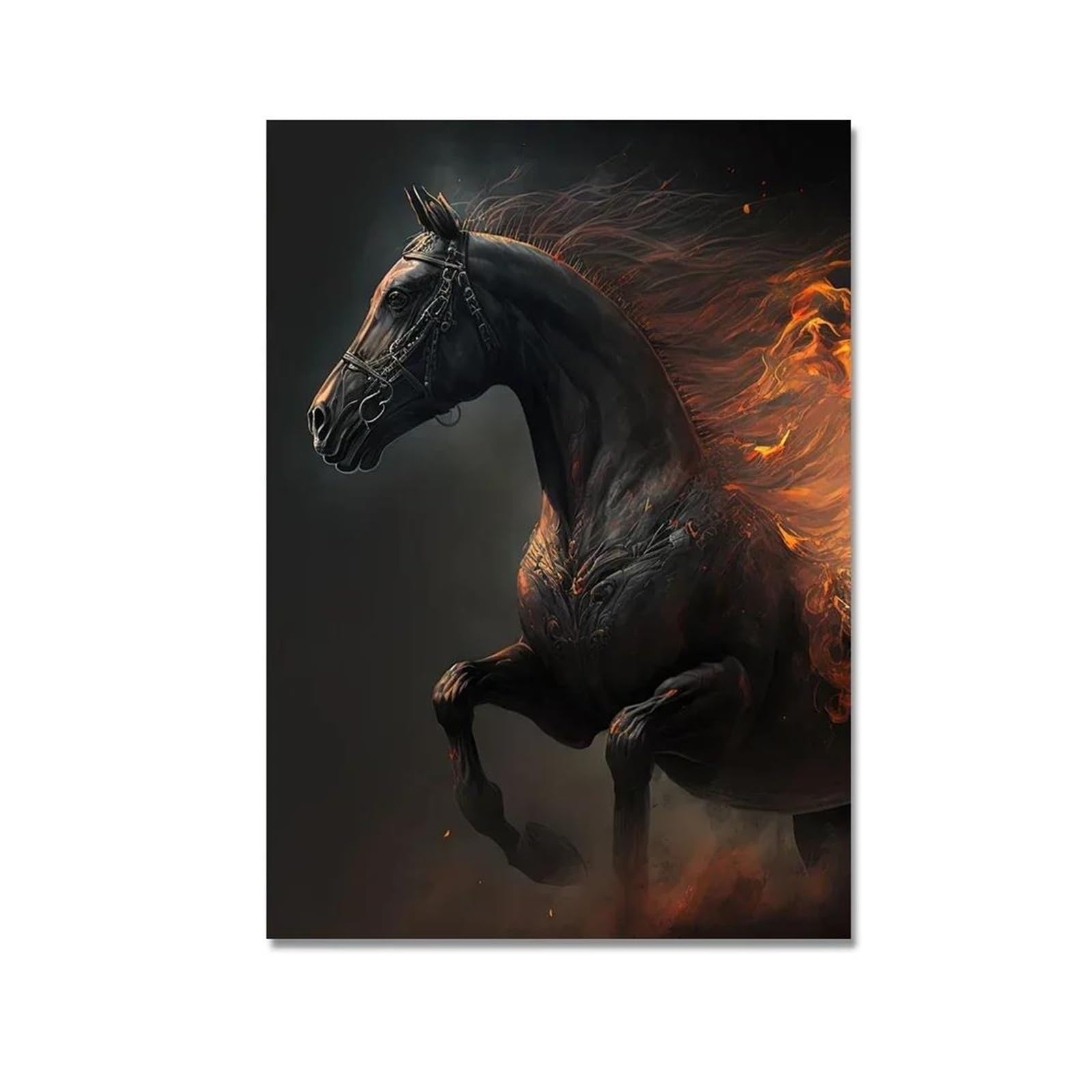 Byambd G Aesthetic Pictures Abstract Runnin Horse With Fire Aesthetic Posters Prints Wall Art Canvas Paintin Pictures Livin Room Home Decor(,50X70cm)